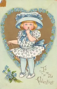 Postcard: To My Valentine, Little Girl in Blue, Tuck's Dainty Dimples, DB 1910's - Picture 1 of 2
