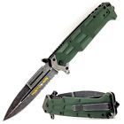 9" Tactical Folding Pocket Knife Spring Assisted Open Blade Military Green Edc 
