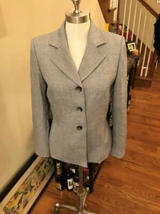 Damen Gr. 6 Blazer in grau/weiß Micro Zick Zack gemustert von Rena Rowan. KOSTENLOSER Versand - Bild 1 von 6