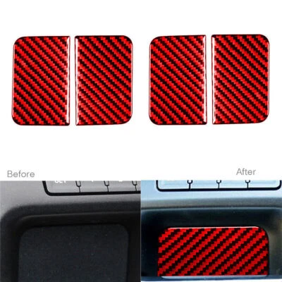 Manija de puerta de fibra de carbono roja 4 piezas moldura de tazón para Chevrolet Silverado 1500 14-18 Foto 1 de 4
