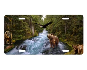 Bear Fishing Wildlife Aluminum Front License Plate Car Accessory Vanity Plate - Bild 1 von 3