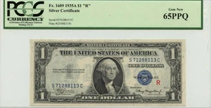 1935A $1Experimental (R) $1 Silver Cert FR#1609 PCGS Gem 65PPQ GCC Gold - Picture 1 of 2