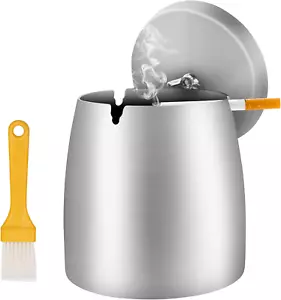 Y-Home Groß Aschenbecher Mit Deckel-Edelstahl Outdoor Aschenbecher Tischplatte,W - Bild 1 von 8