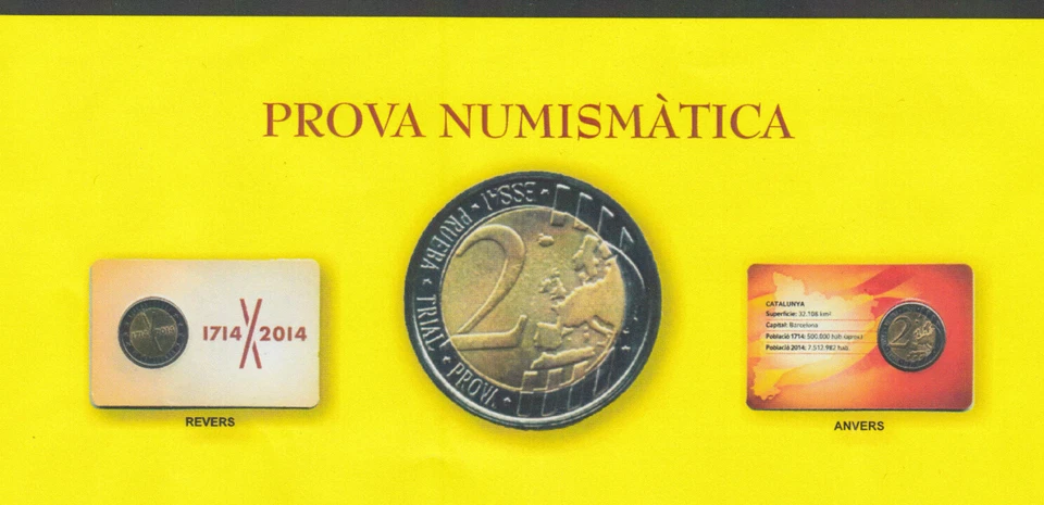 Catalunya Cartera moneda 2 Euros en prueba 2014 Tricentenari 1714 - 2014 - Imagen 1 de 1