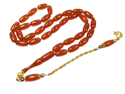 Vergoldete 925 Silber Quaste verziert Türkische Gebetsperlen, SIKMA Tesbih 098 - Bild 1 von 4