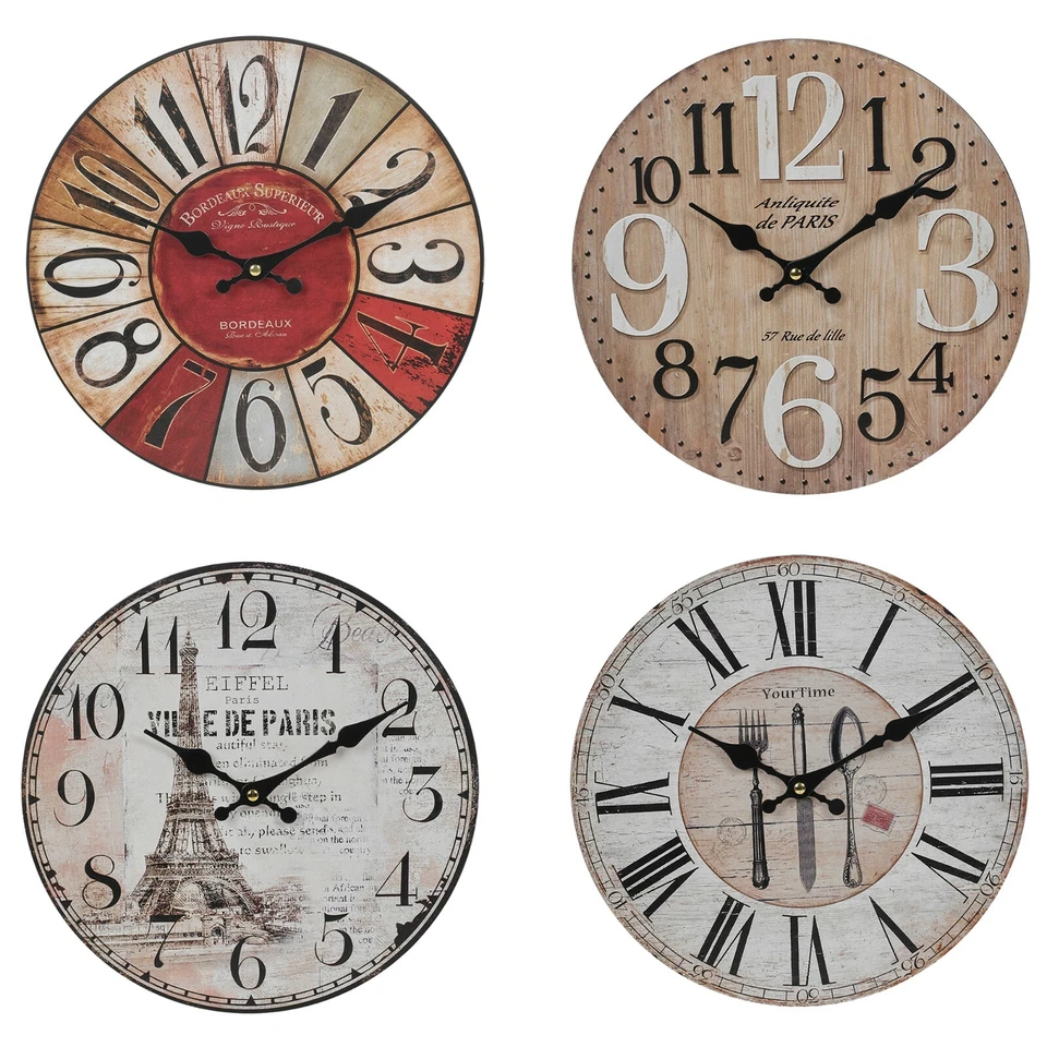 30cm Round Wooden Wall Clock Indoor Kitchen Modern Style Living Room Chic Home