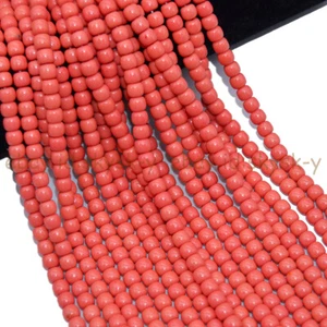 Natural Pink Coral Rondelle Gemstone Barrel Loose Beads Jewely Making 5x7mm - Picture 1 of 10
