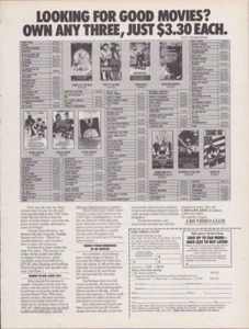 1987 CBS Video Club Print Ad "Looking for Good Movies?" Just $3.30 each - Picture 1 of 1