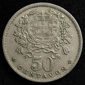Portugal 50 Centavos 1955, Coin, Die Cracks Obv Rev, Inv#H579 - Picture 1 of 2