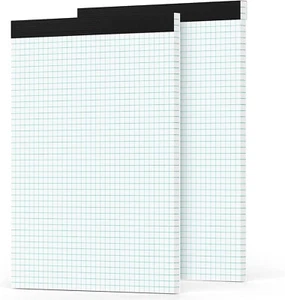 Graph Paper Pad 8.5 X 11, 2 Pack, 4x4 Graph Ruled, Grid Paper Pad 8-1/2" X 11" - Picture 1 of 7