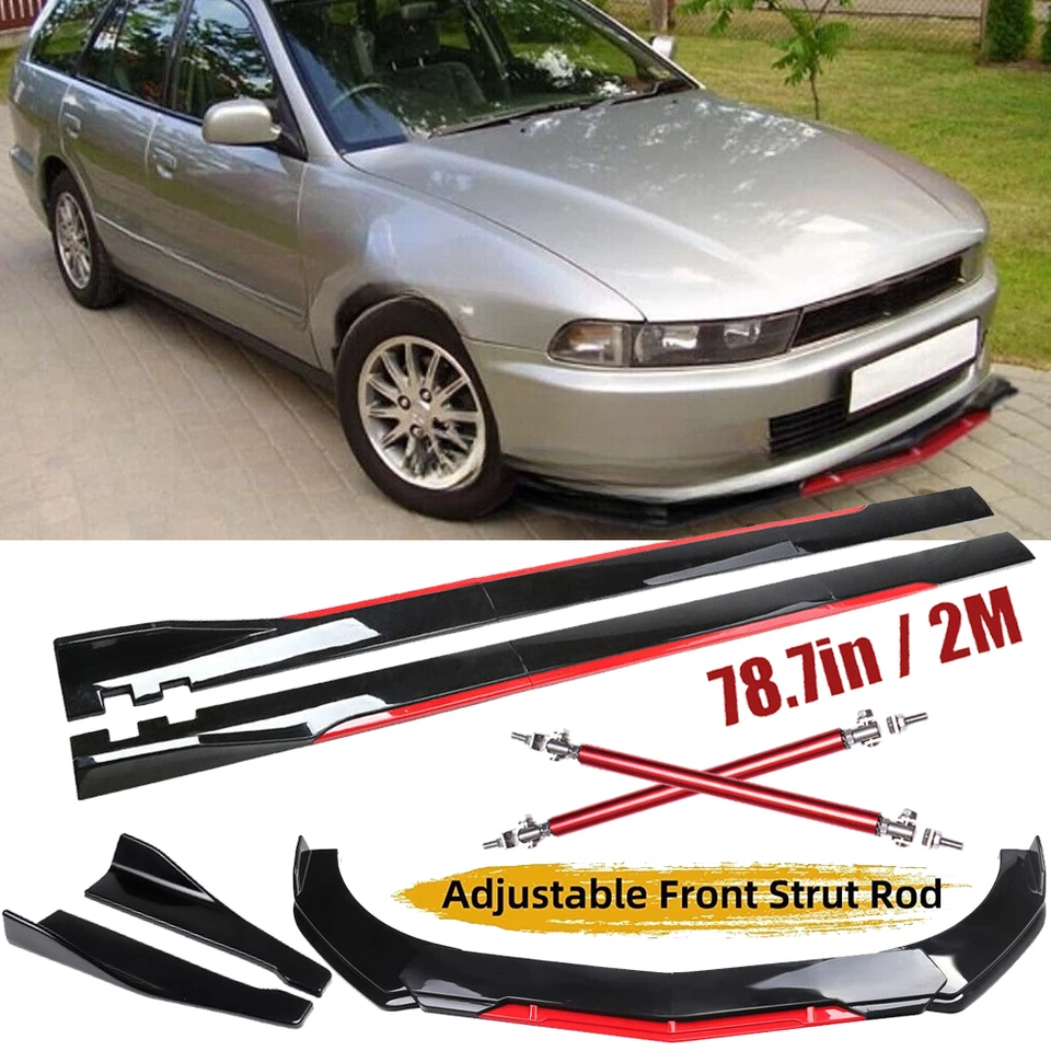 For Mitsubishi Galant Front Bumper Lip Splitter Spoiler Side Skirts Glossy-Black - Изображение 1 из 4