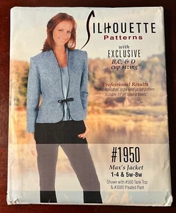 Silhouettes Patterns #1950 Max's Jacket Misses Multi Sizes: 1-4 & 5W - 8W UNCUT - Picture 1 of 3