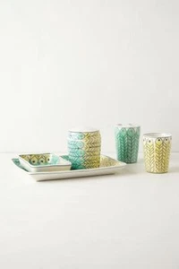 Anthropologie Tumbler MOLLY HATCH Cup PEACOCK FEATHER BATH Stoneware NWT - Picture 1 of 2