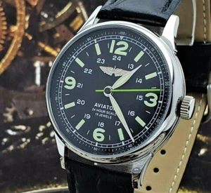 Reloj RAKETA PILOTO AVIADOR Para Hombre Reloj de Vestir Mecanismo 2609.HA Estilo URSS - Imagen 1 de 12