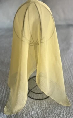 Vintage Sheer Sun Yellow chiffon Scarf 1960-70” Hand Roll Hem Mom, Wedding 22x23 - Image 1 of 4