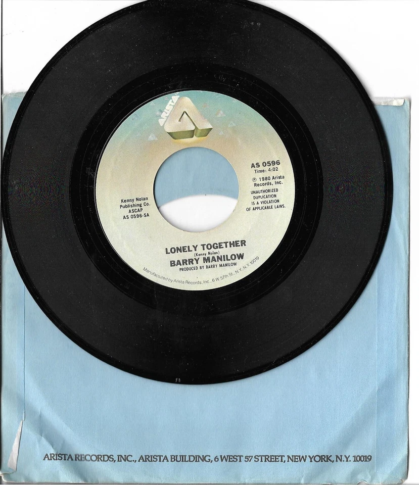 Barry Manilow: "Lonely Together" / "The Last Duet" - VG+ '80 - plays NM! - Image 1 of 1