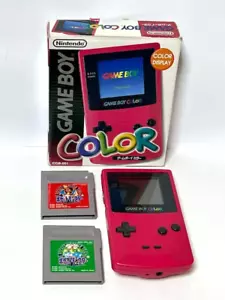 Nintendo Game Boy Color RED GBC 001 W/Box + Pokemon Green & Red Games Tested USA - Picture 1 of 2
