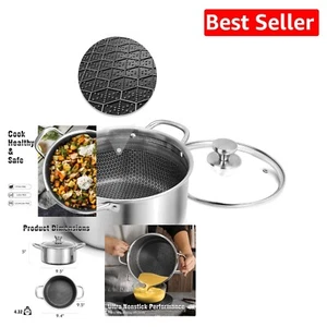 Versatile 6-Qt Non-Toxic Hybrid Stockpot with Glass Lid - All Cooktops Approved - Picture 1 of 9