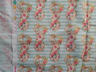 Riley Blake Just Sayin Deer Mint Floral Sparkle SC6892 Cotton Fabric BTHY 18x44" - Image 1 of 3