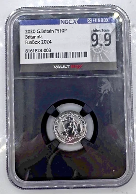 G. Britain 2020 10 libras platino Britannia 🔥1/10 OZ platino🔥 caja bóveda 9,9 Foto 1 de 2