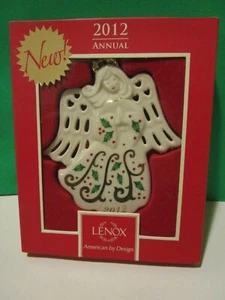 LENOX 2012 Annual Flat Ornament JOYOUS TIDINGS HOLIDAY ANGEL--- NEW in Red BOX - Picture 1 of 4