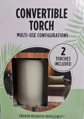 TIKI Brand-2 Pack 65" Honey Metal White Torch For Outdoor Lawn/Patio/Garden NIB - Image 1 of 4