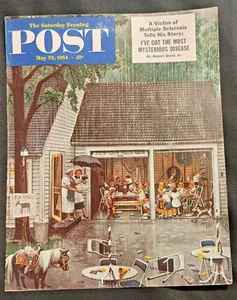 COVER ONLY NO MAGAZINE Saturday Evening Post May 22, 1954 Rainy Birthday Party - Picture 1 of 2