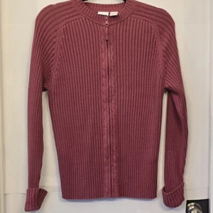 Women's Vintage Full Zip Cuffed Ribbed Cardigan Sweater SZ XL Cherokee - Picture 1 of 9