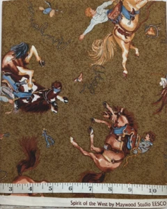Spirit Of The West 35"x43" Maywood Cotton Sew Quilt Craft Fabric Cowboys Horses - Picture 1 of 3