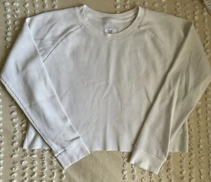 Gap Teen Waffle Knit Cropped Long Sleeve Girls Size XX Large Ivory - Picture 1 of 7