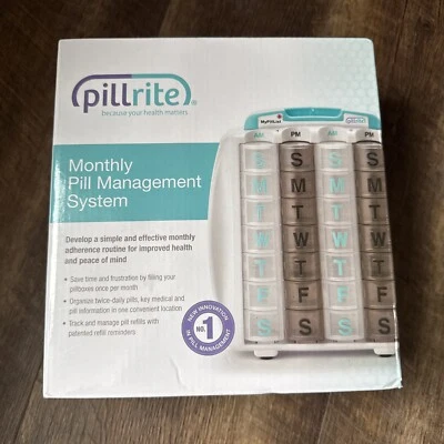 Medication and Supplement Pillbox Organizer 3 Â¾ in x 7 in  28Day Medicine - Image 1 of 4