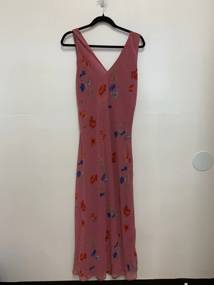 Vestido midi vintage Blushe Impressions rosa coral floral con volantes 16 hadas Foto 1 de 4