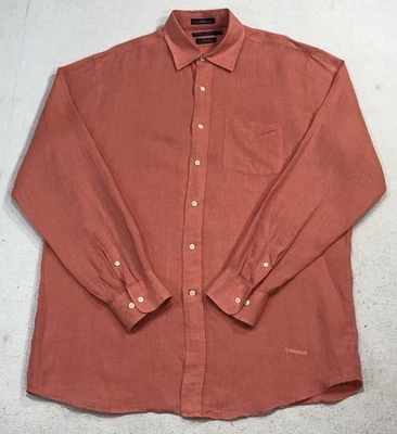 Daniel Cremieux Shirt Mens L Tailored Fit Italian Linen Button Up Short Sleeve - Image 1 of 4