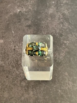 Beautiful Gold Plated STS Green Topaz Gemstone Ring SZ.7 ~ 700 - Image 1 of 4