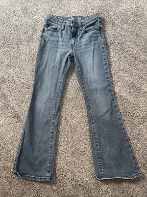 Pantalones de mezclilla negros azul marino antiguo talla 10 niñas tiro alto estilo acampanado  Foto 1 de 4