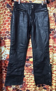 Power Trip Women's 6 XS Motorcyce boot cut leather pants chaps inseam 32'' nylon - Picture 1 of 9