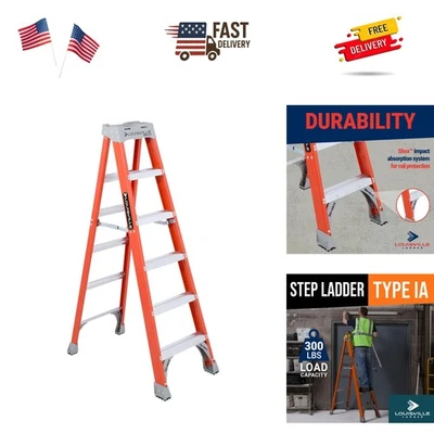 Escalera de fibra de vidrio de 6 pies, capacidad de carga de 300 libras, tipo IA, FS1506 Foto 1 de 4