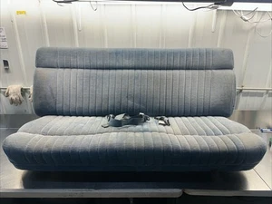 1977-1991 Chevy Suburban Front Seat Full Bench Seat Blue Cloth Manual OEM - Picture 1 of 7