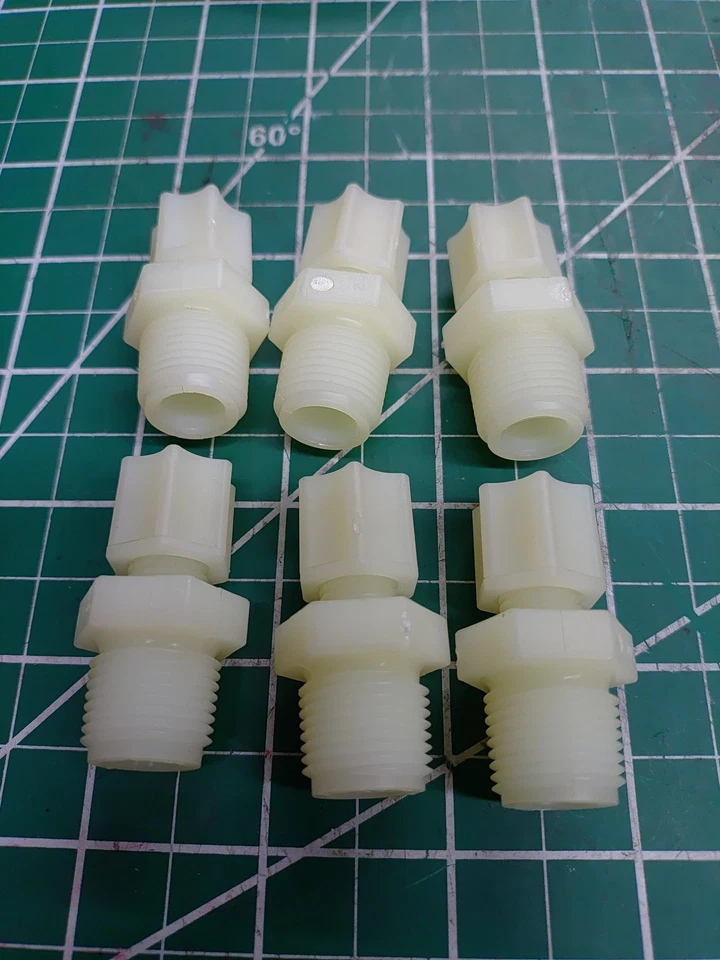 (6) Jaco 10-4-6-K-O 1/4" OD Tube Compression x Male 3/8" NPT PVDF - Image 1 of 1