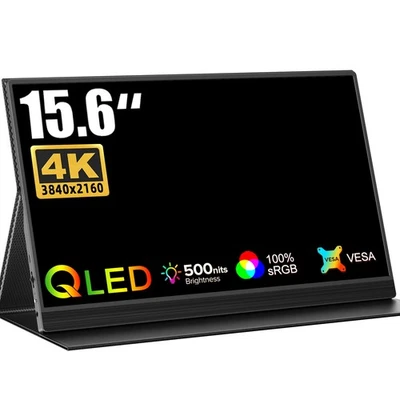 Monitor Portatile 4K QLED, 15,6'' HDR IPS LCE Schermo per PC Telefono PS5 4 Pro Xbox - Immagine 1 di 4