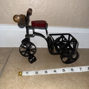 Vintage Metal & Wood Tricycle With Basket Rustic Home Decor - Picture 1 of 5