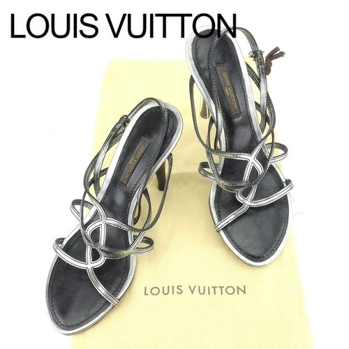 BRANDBLACK Louis Vuitton Sandali Marca Scarpe Outlet Articolo Estivo Argento Nero 34 Pelle T66