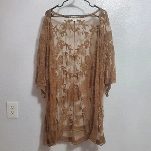 Sundance Spitzen Strickjacke Staubtuch Damen XL braun transparent Blumen Boho romantisch Festival - Bild 1 von 13