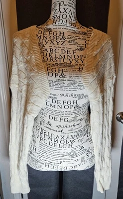 Cable-knit Shrug Bolero-style Sweater Cream Color Small 4 - Image 1 of 4