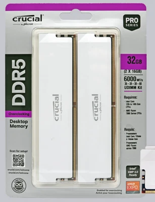 Crucial Pro DDR5 Overclocking 32GB Kit (2x16GB) – 6000MHz CL36 Memory RAM.