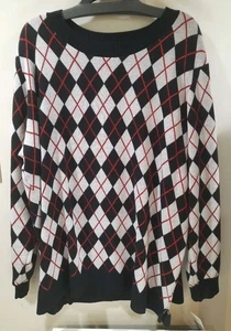Neu Hearts Of Palm Damen Pullover kariert schwarz weiß rot bequem warm schimmernd - Bild 1 von 10