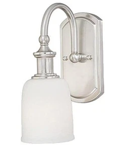 Elegant 1-Light Sconce Polished Nickel Plated Frosted Shade Elliot (Vaxcel) NWB - Picture 1 of 11