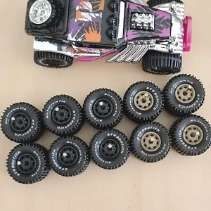 RUBBER WHEELS BLACK TIRES 5 SETS 1/64 MONSTER BONE SHAKER TIRE - Picture 1 of 4