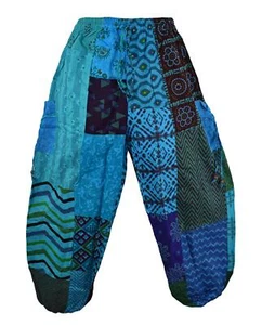 New Fair Trade Patchwork Overdyed Harem Trousers 8 10 12 14 16 18 20 Hippy Boho - Picture 1 of 2