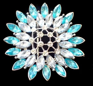 CHRYSANTHEMUM FLOWER FASHION BELT BUCKLE WITH PURPLE RHINESTONES - Picture 1 of 2